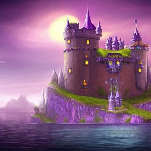 Floating Castle in Space with Purple Knight