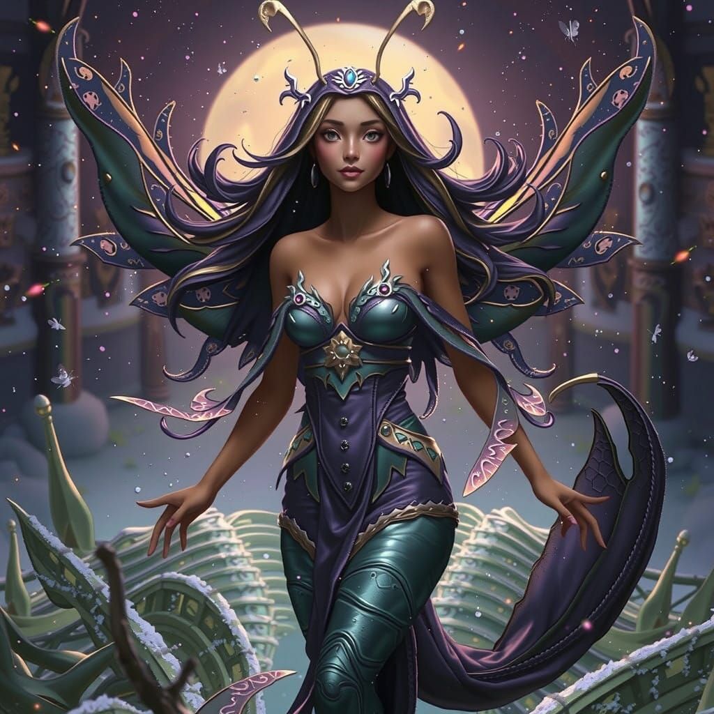 Whimsical Firefly in Snowglobe Winter Wonderland, Anime Styl...