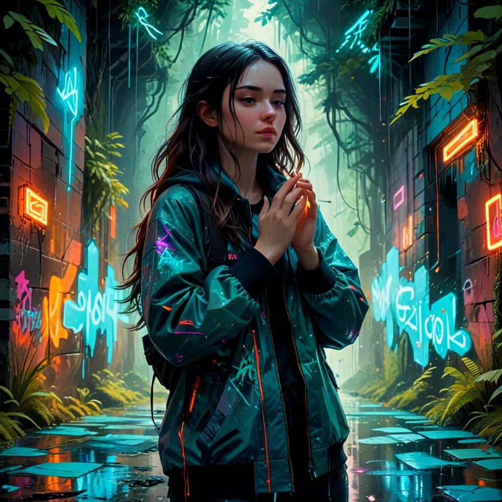 Surreal Urban City Unfolds into Vibrant Glitched Forest