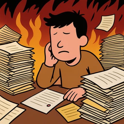 ADHD Chaos: Humorous Illustration of Paperwork Doom Piles