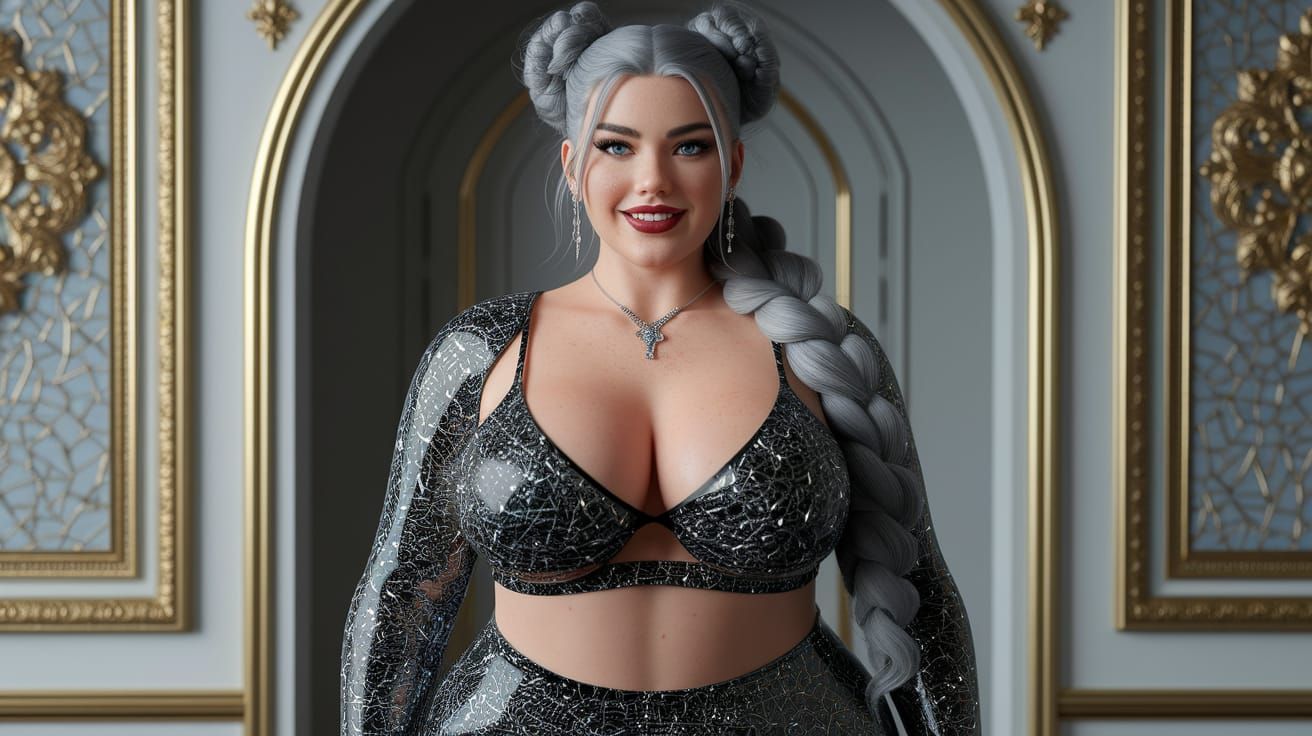 Ultra Realistic Portrait of a Beautiful Woman Adorned in Jew...