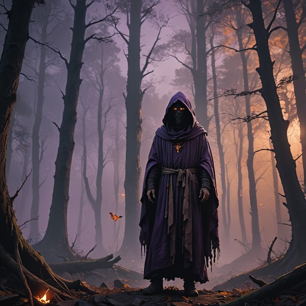 Ghostly Figure in Haunted Forest, Dark Fantasy Art