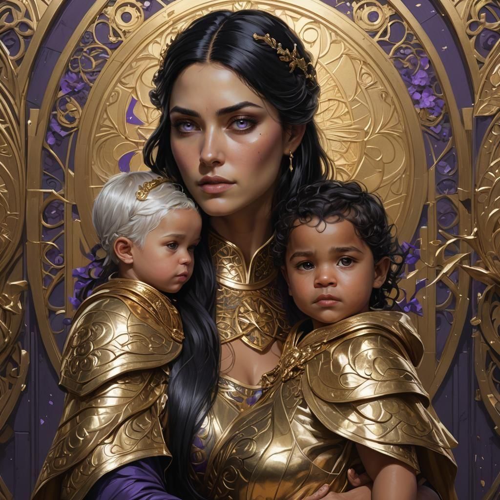 Martell Woman and Child: Hyperdetailed Portrait