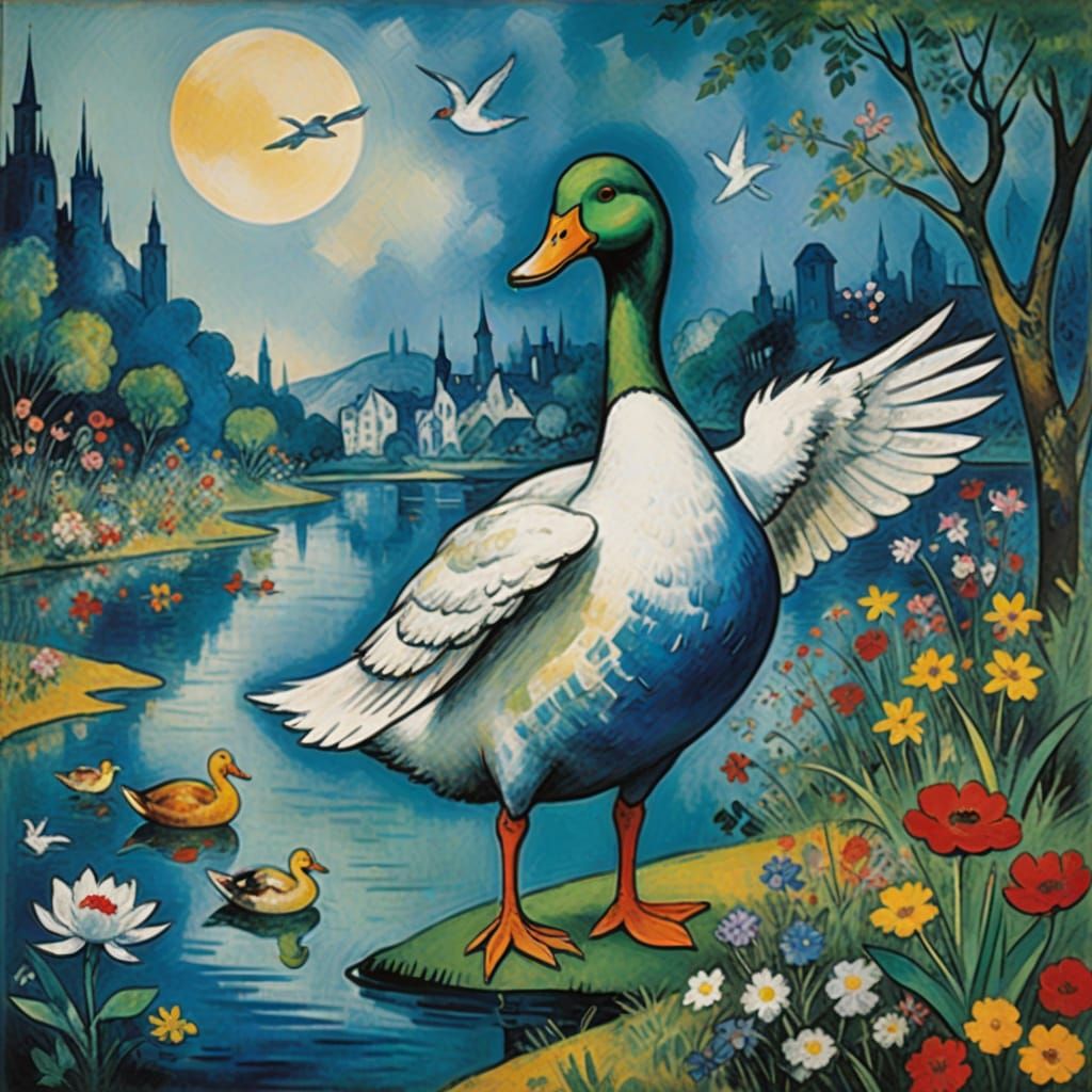 Extinct Giant Duck Ballerina in Surrealist Style