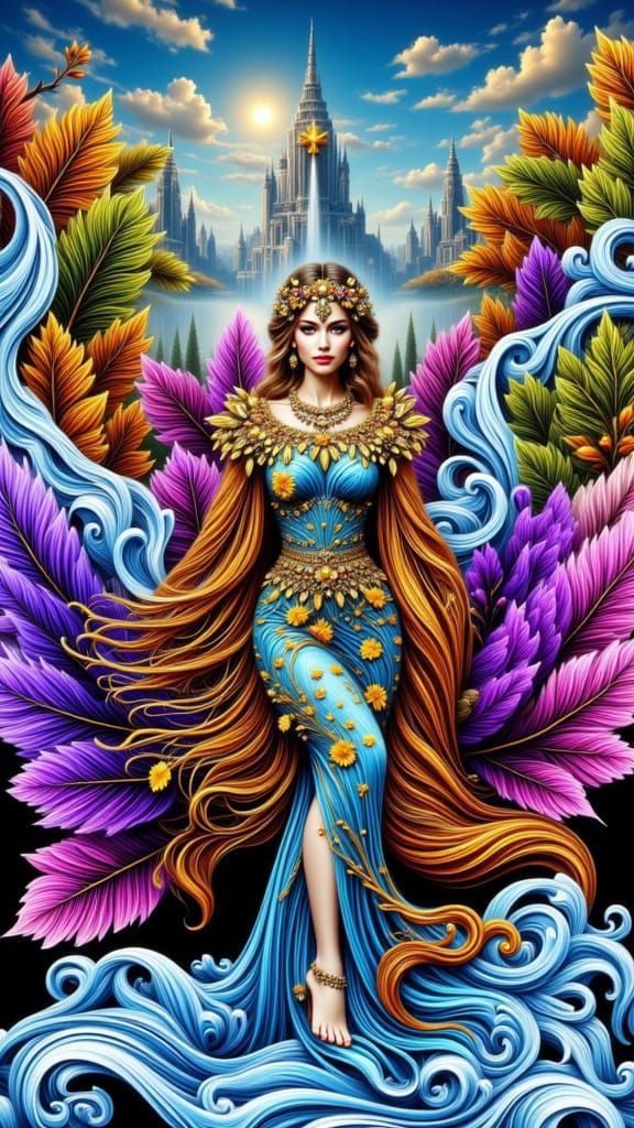 Autumn Goddess in Hyperrealistic Airbrush Style