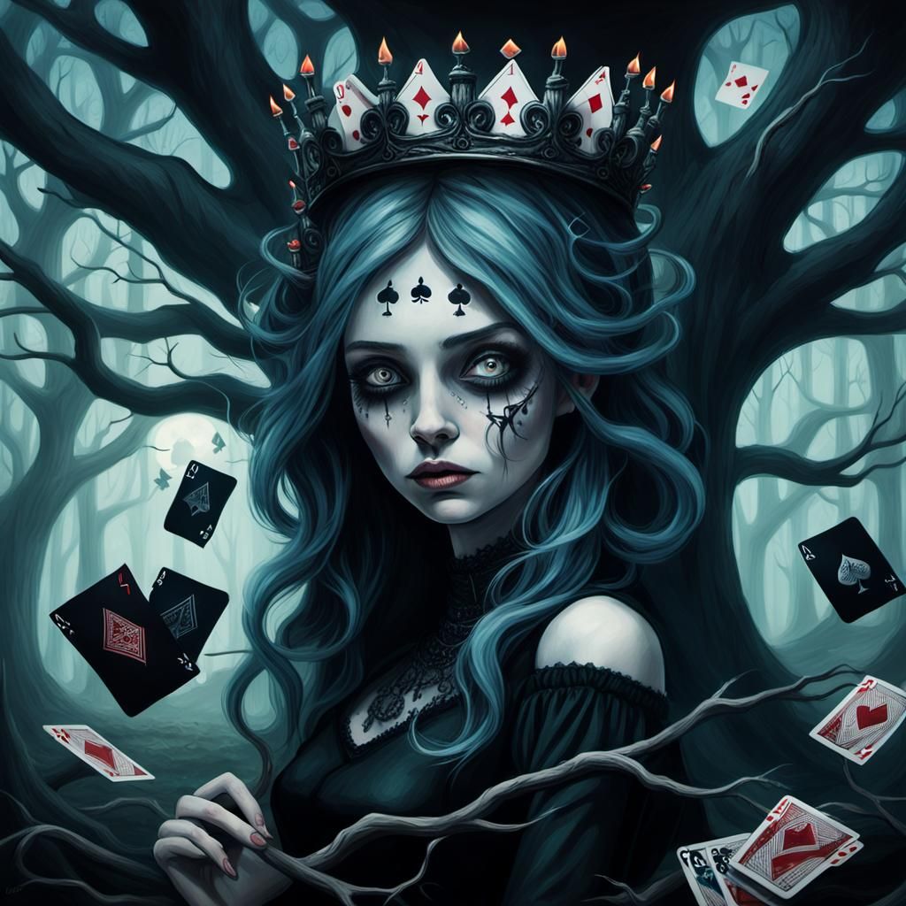 Dark Surreal Alice in Wonderland, Oil Painting