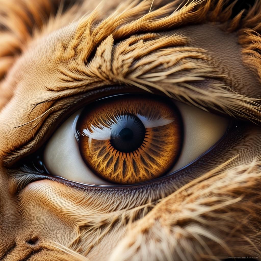 Fierce Lion Eye in Hyperrealism Photography