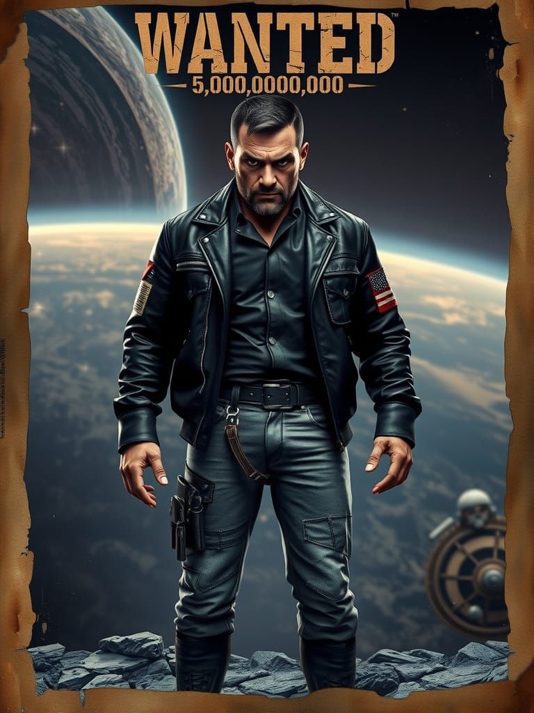 Galactic Felon Wanted Poster in Noir Style