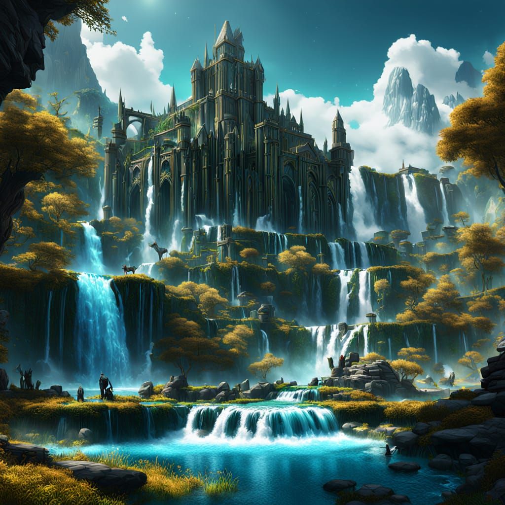 Whimsical Waterfalls in Fantasy Landscapes