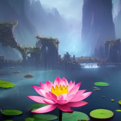 Fantastical Lotus: Detailed Matte Painting