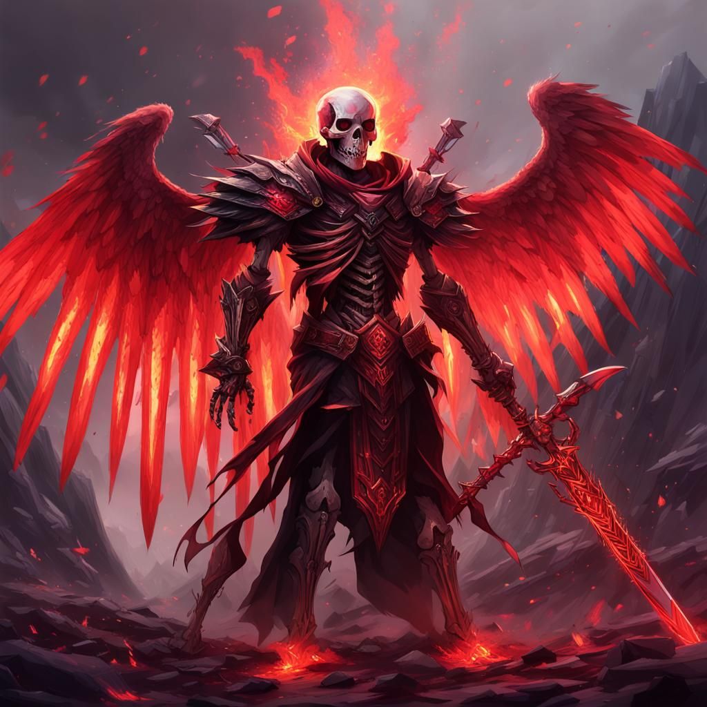 Epic Glitch Anime Skeleton Warrior Profile Art