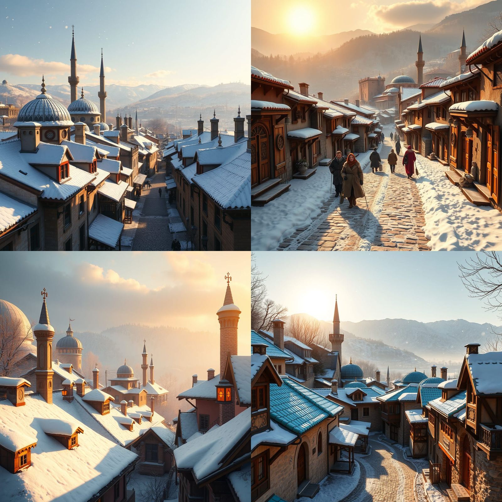 Sunny Winter Day in Quaint Turkish Town