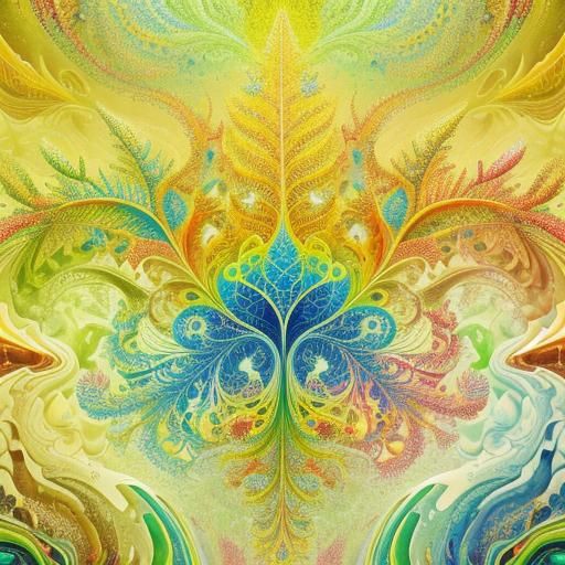 Psychedelic Fractal Landscape in Vivid Oil Painting Style