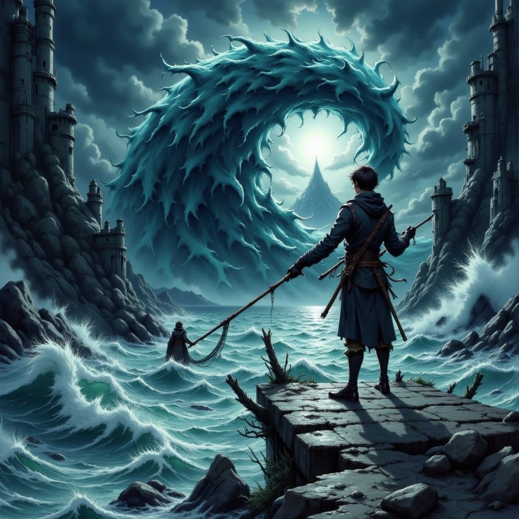 Lone Warrior Casting Net into Vortex of Imagination