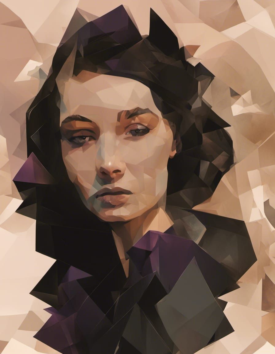 Cubist Portrait of a Woman in Art Deco Style