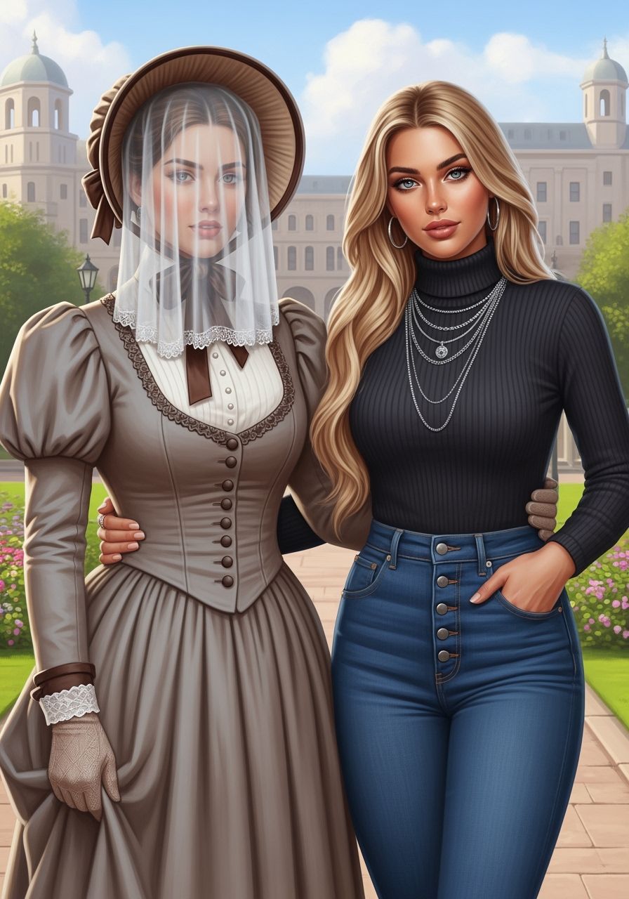 Victorian Women in Garden Painting