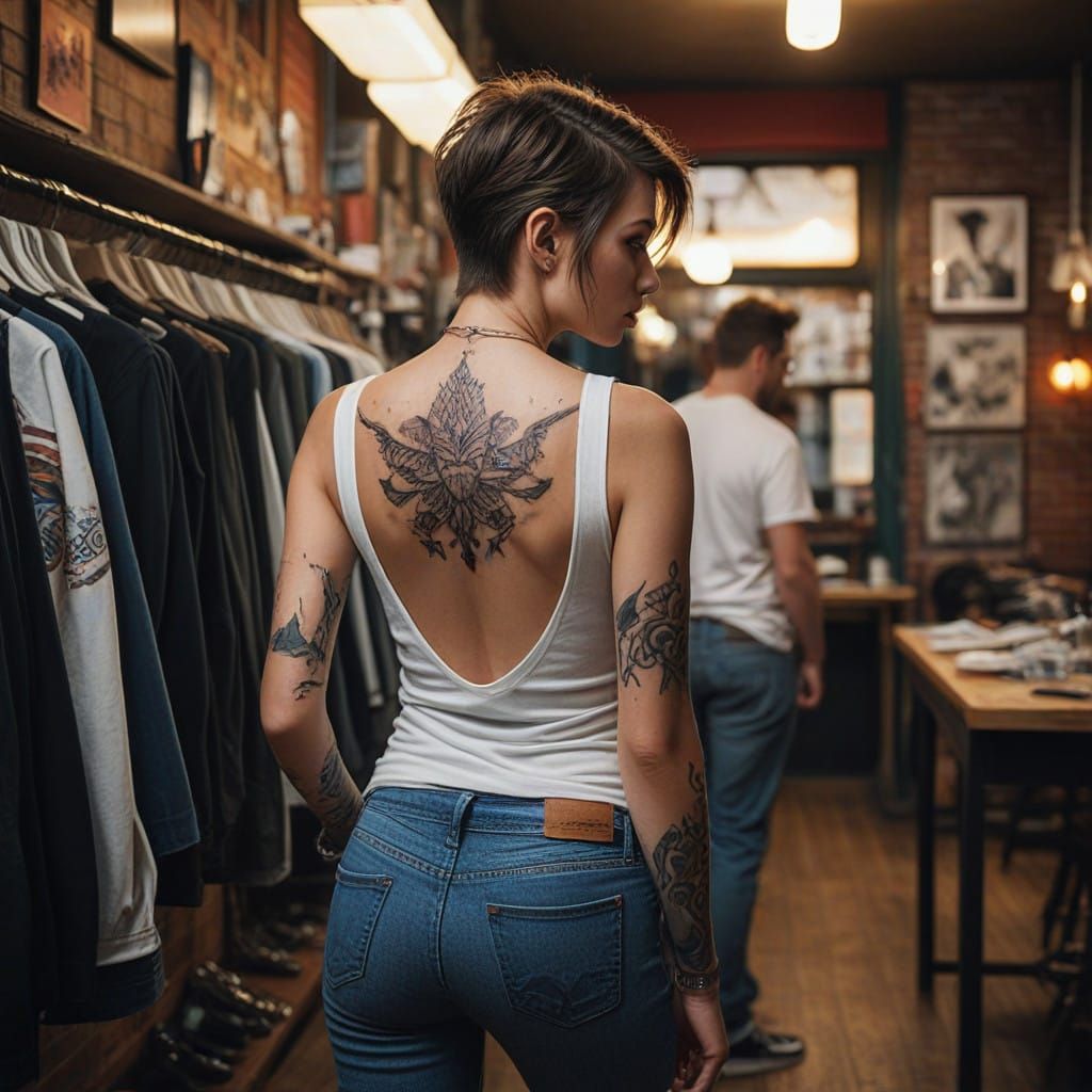 Moody Portrait of a Tattooed Woman