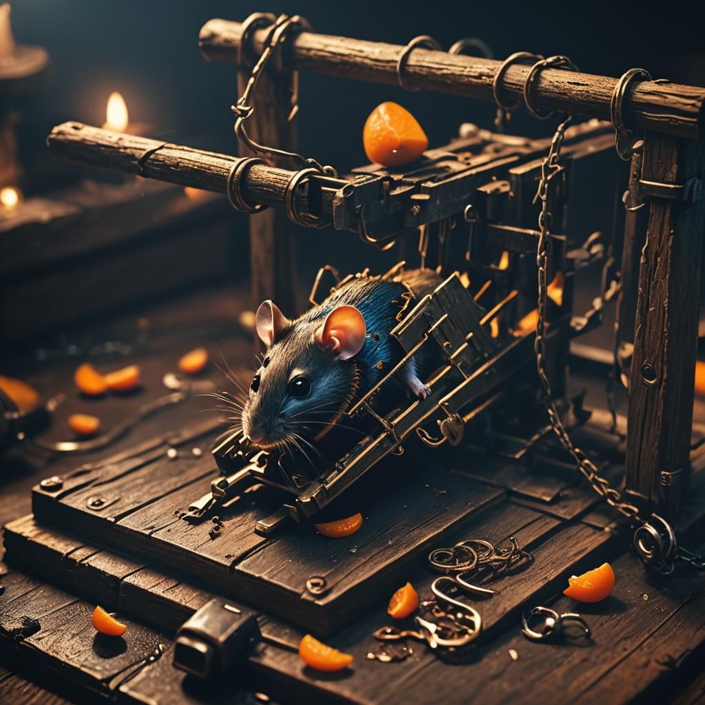 Mystical Mousetrap in Dark Fantasy, Ghibli Style