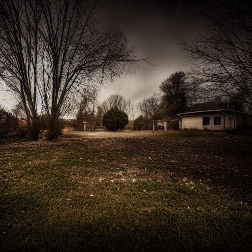 Creepy Abandoned Suburban Neighborhood in Dark Liminal Space