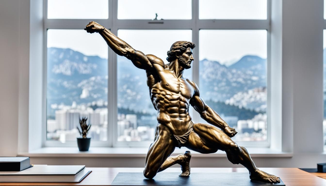 Nude Greek God Statue Throwing Javelin