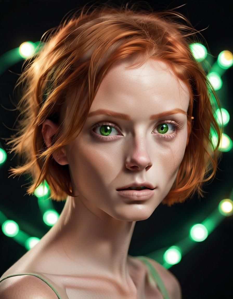 Surreal Portrait of a Girl with Green Eyes