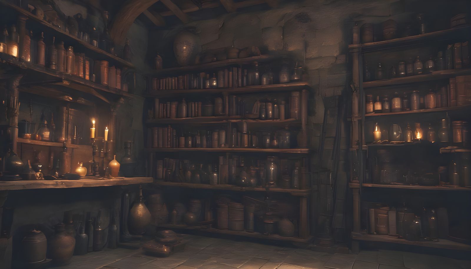 Alchemist's Cellar in Historical Art Style