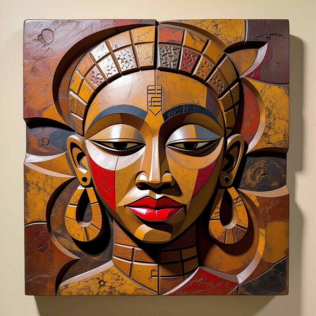 Abstract African Bas-Relief Sculpture