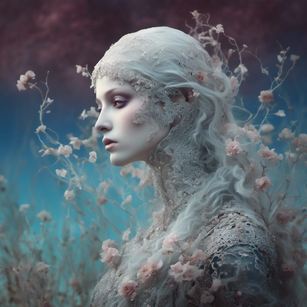 Ethereal Ghost Woman in Folklore Style