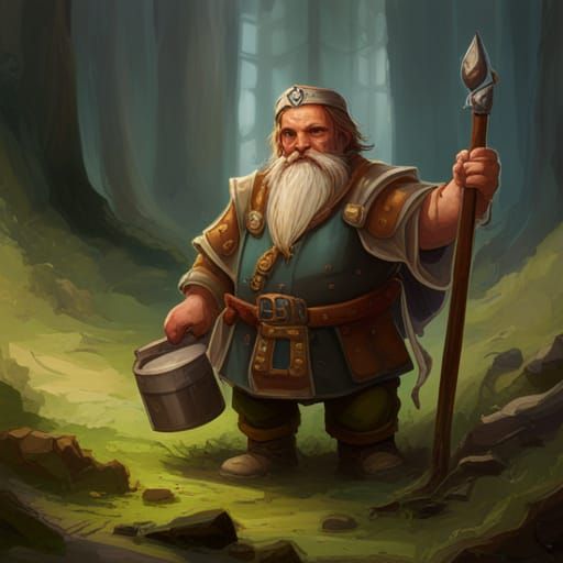 D&D dwarf, inn keeper in a forest