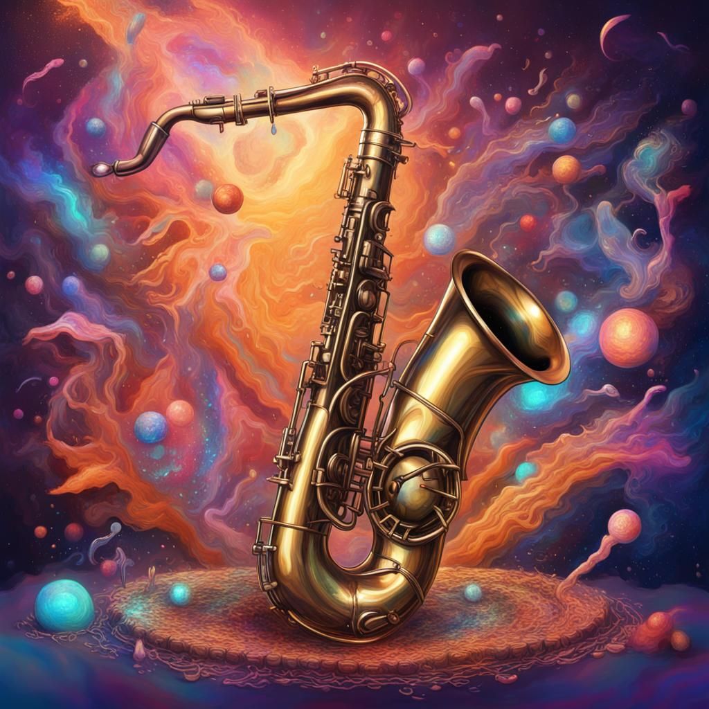Holographic Saxophone with Cosmic Astral Design
