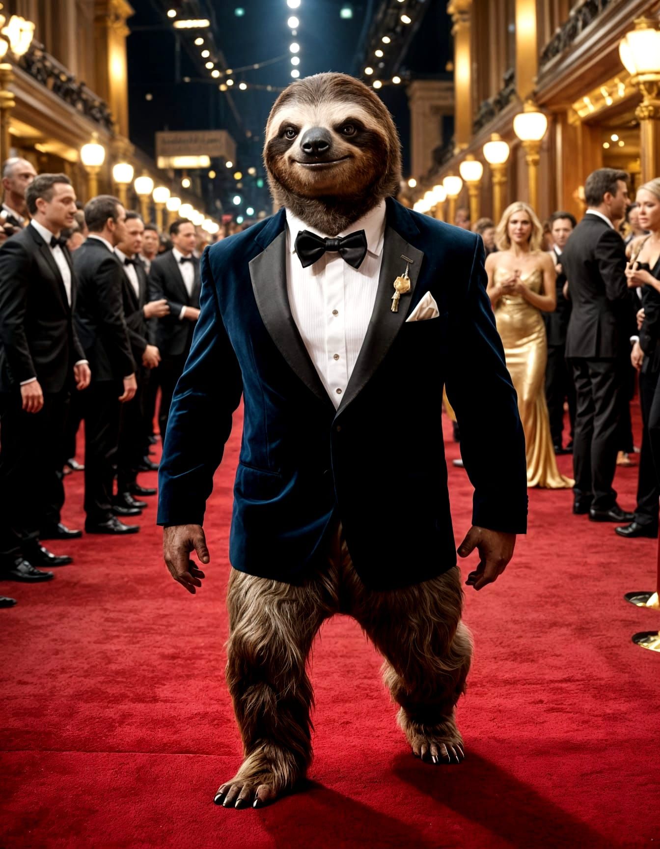Sloth actor on the red carpet (his stage name is Bradipo Pitt) 😉