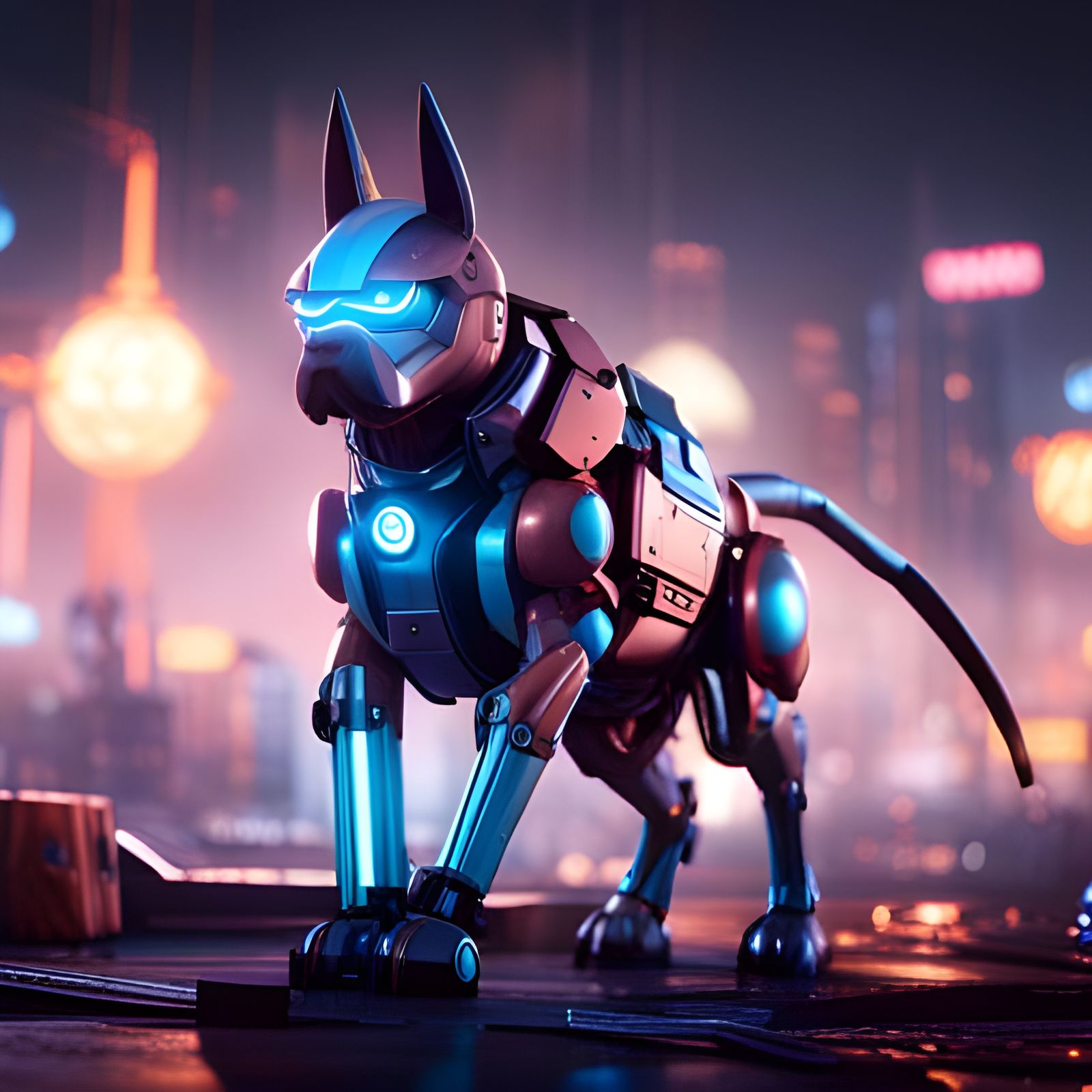 Dystopian Cyborg Dogs in 3D Game Style