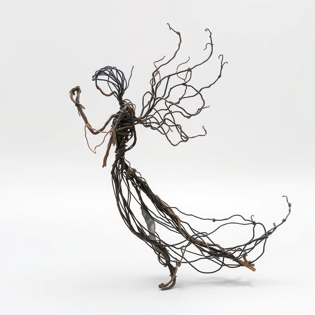 Distorted Angelic Form in Mixed Media