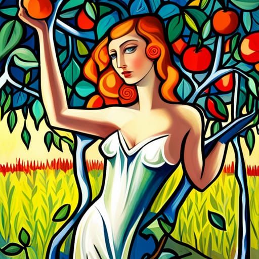 Eve in Paradise: Art Deco Apple Harvest