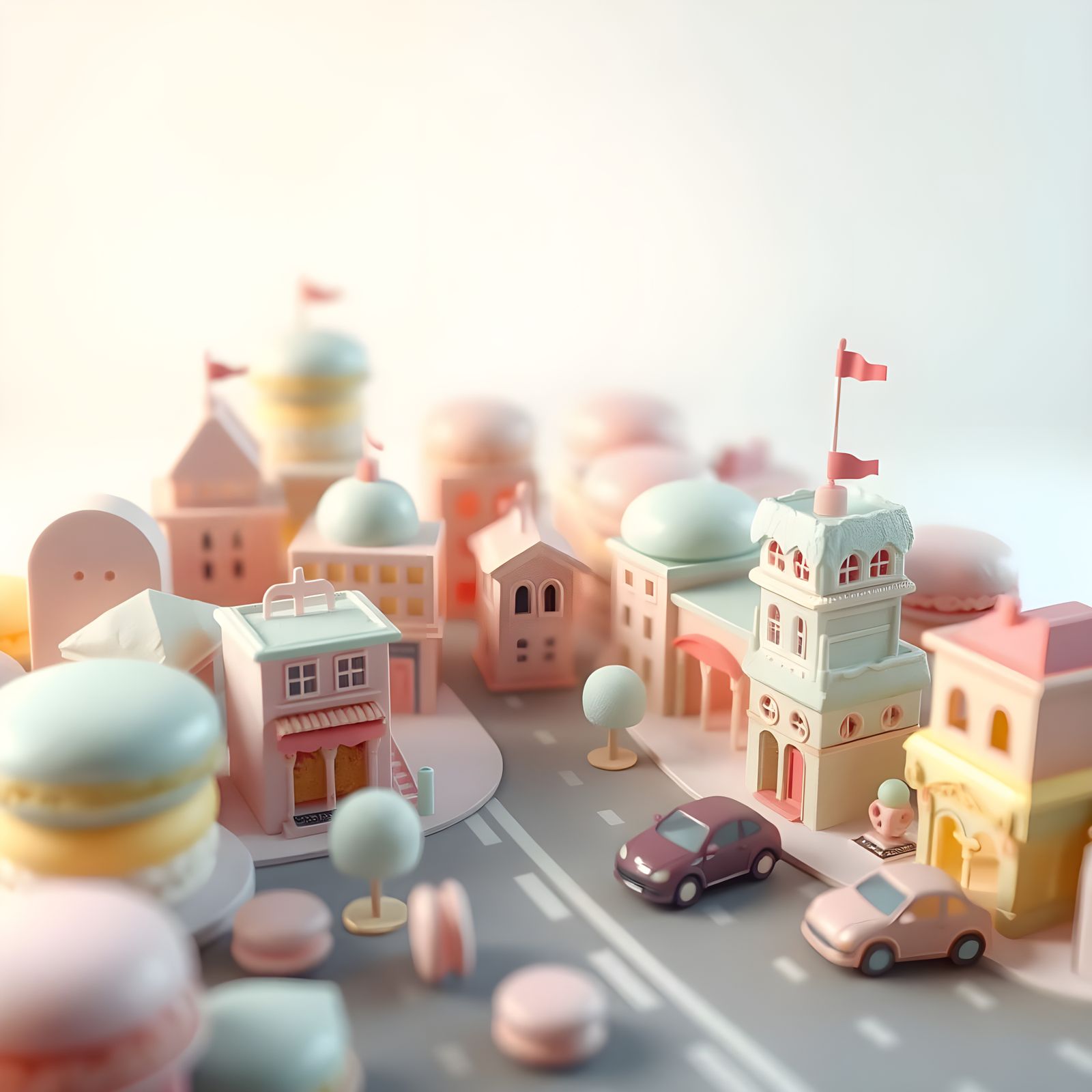 Pastel Macaron Metropolis in Digital Art