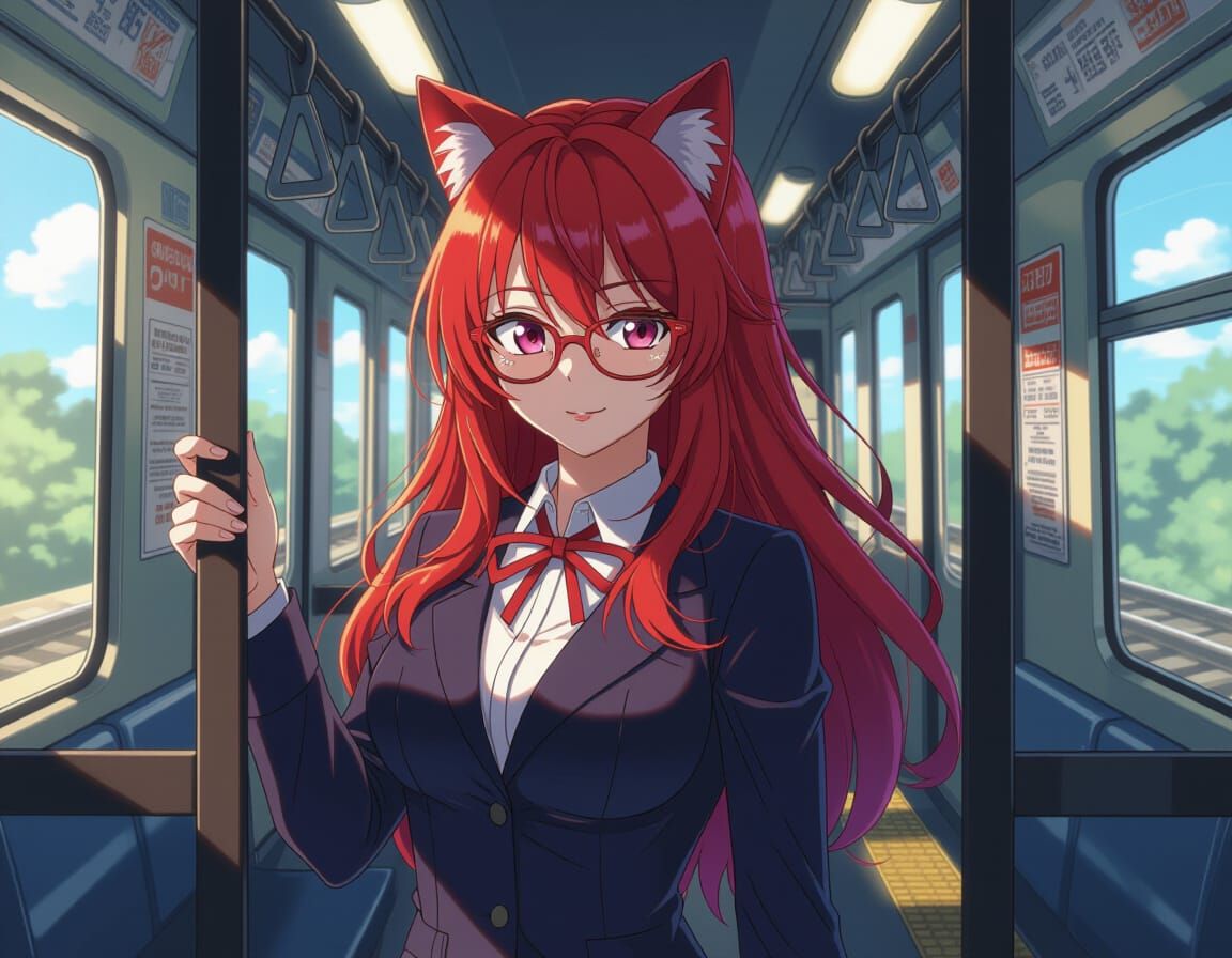 Anime Cat Girl Welcomes You Aboard Train in Studio Trigger S...