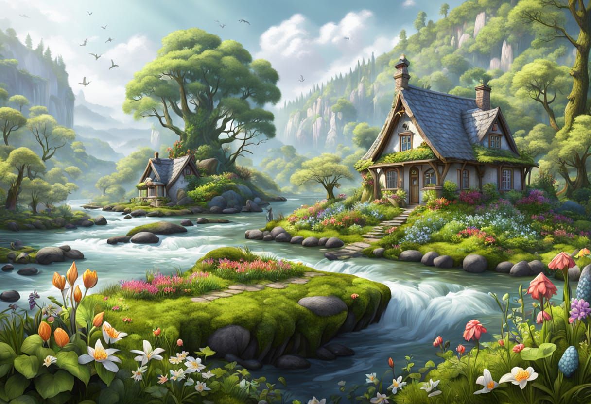 Lush Forest Scene in Haeckel's Style