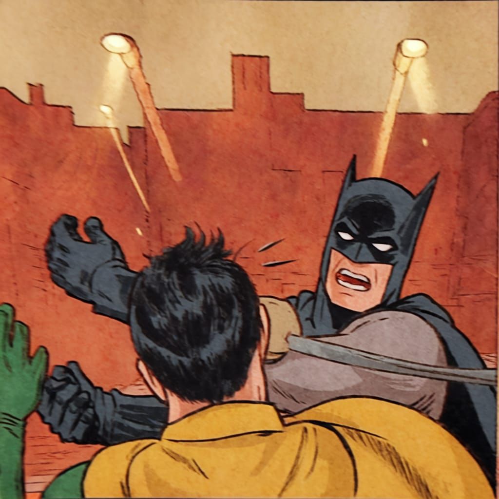 Batman Slaps Robin in a Gritty Alleyway
