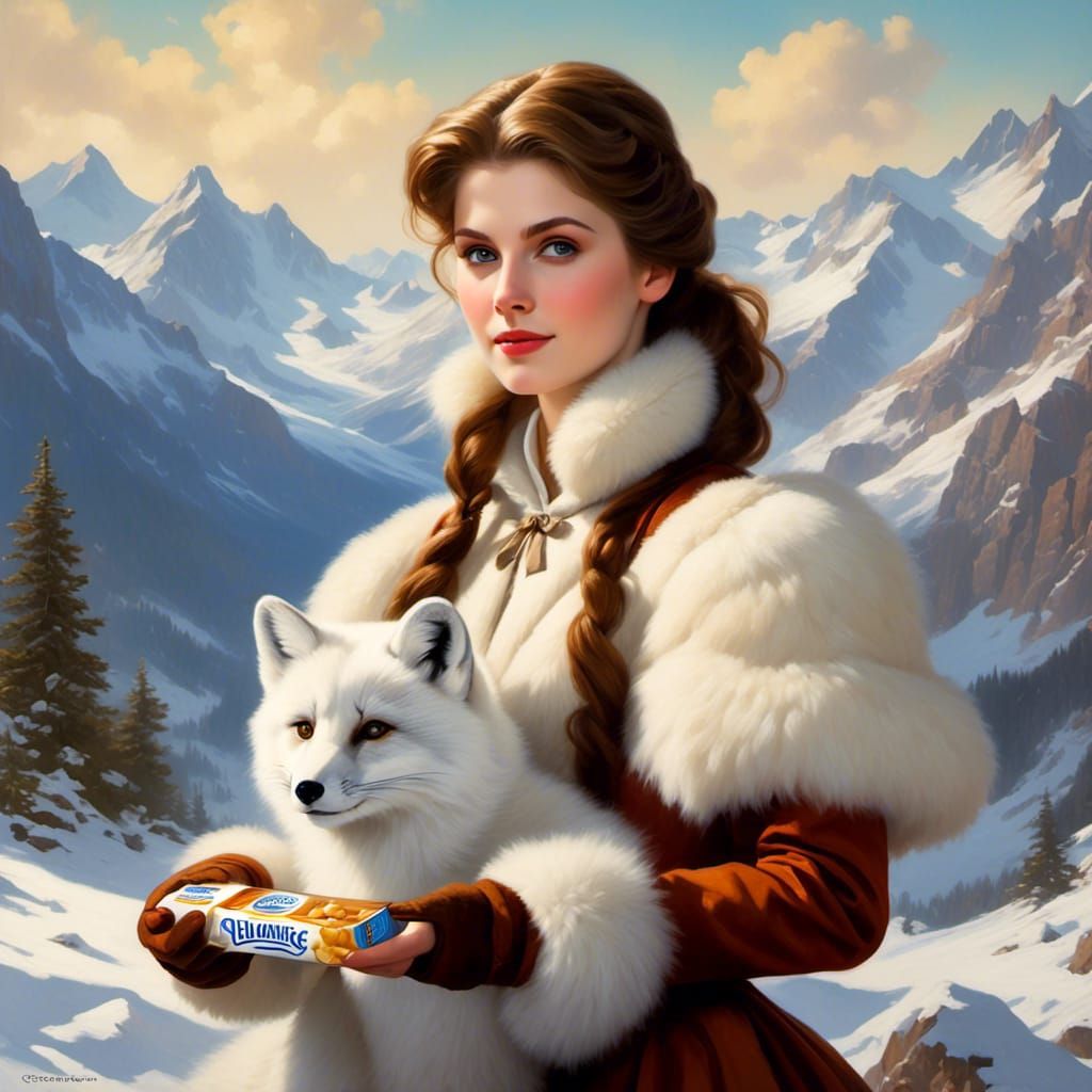 Anna Kendrick in Winter Landscape, Parrish Style