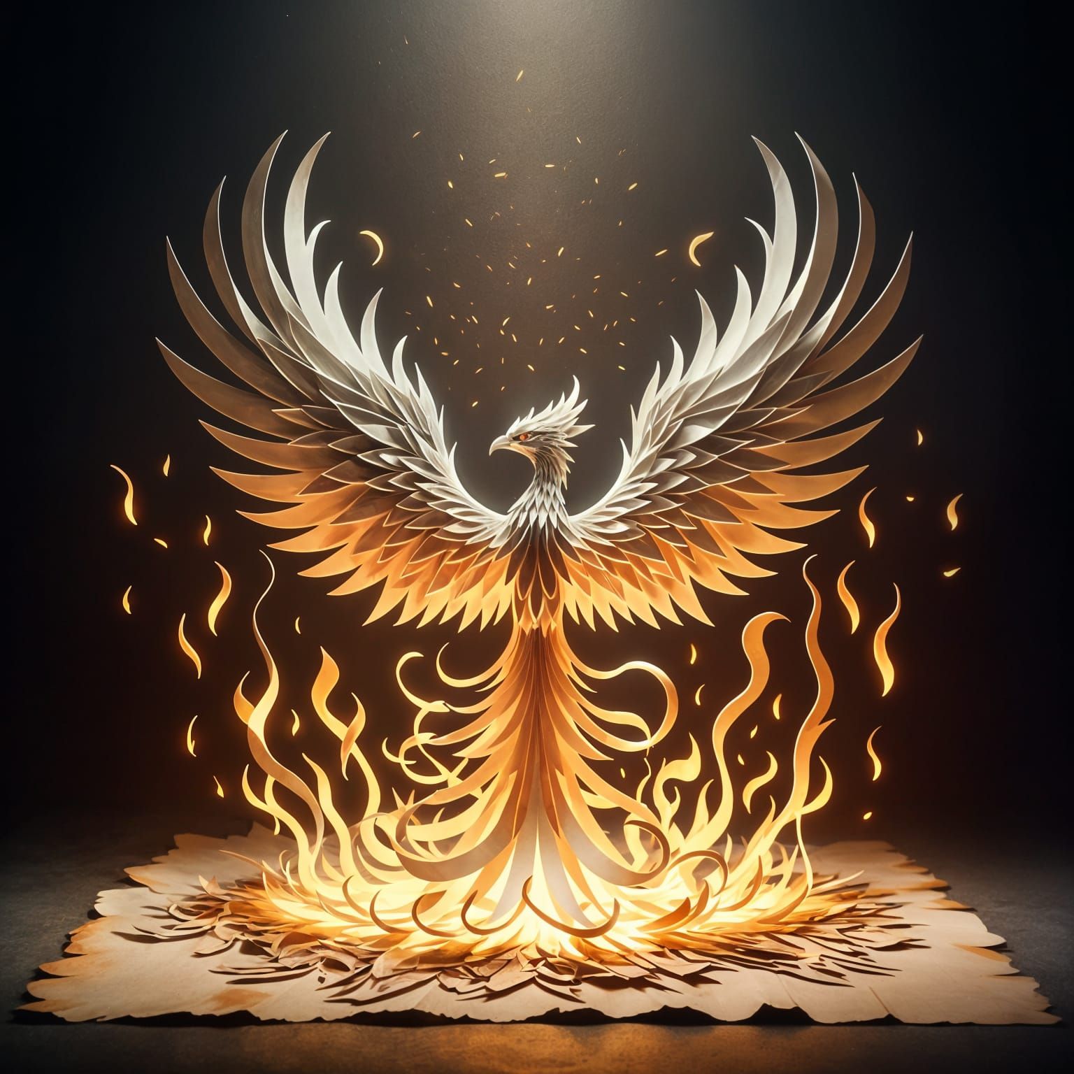 Kirigami Phoenix Rising: Geometric Flames in Papercut Art