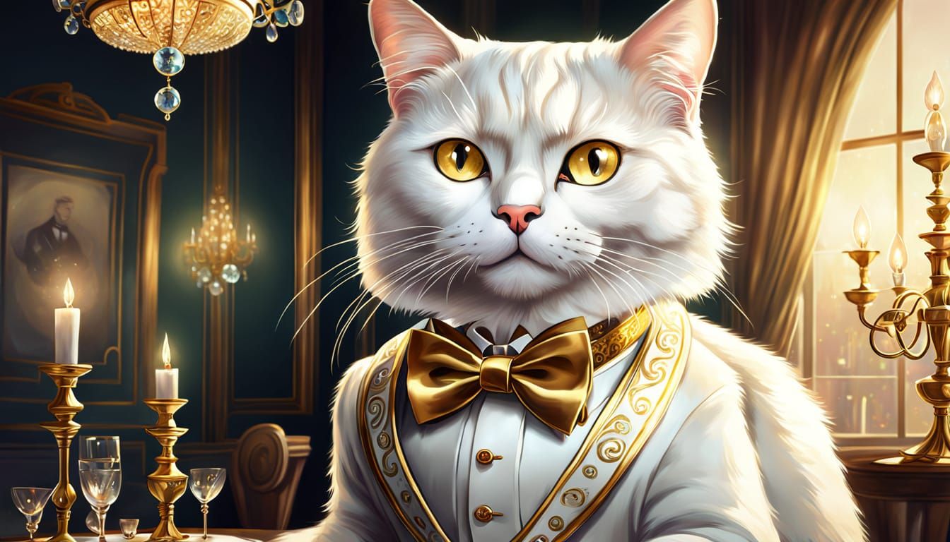 Aristocratic Cat at Art Deco Garden Party