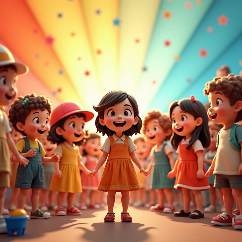 Cheerful Children Gather in Vibrant Sunday School