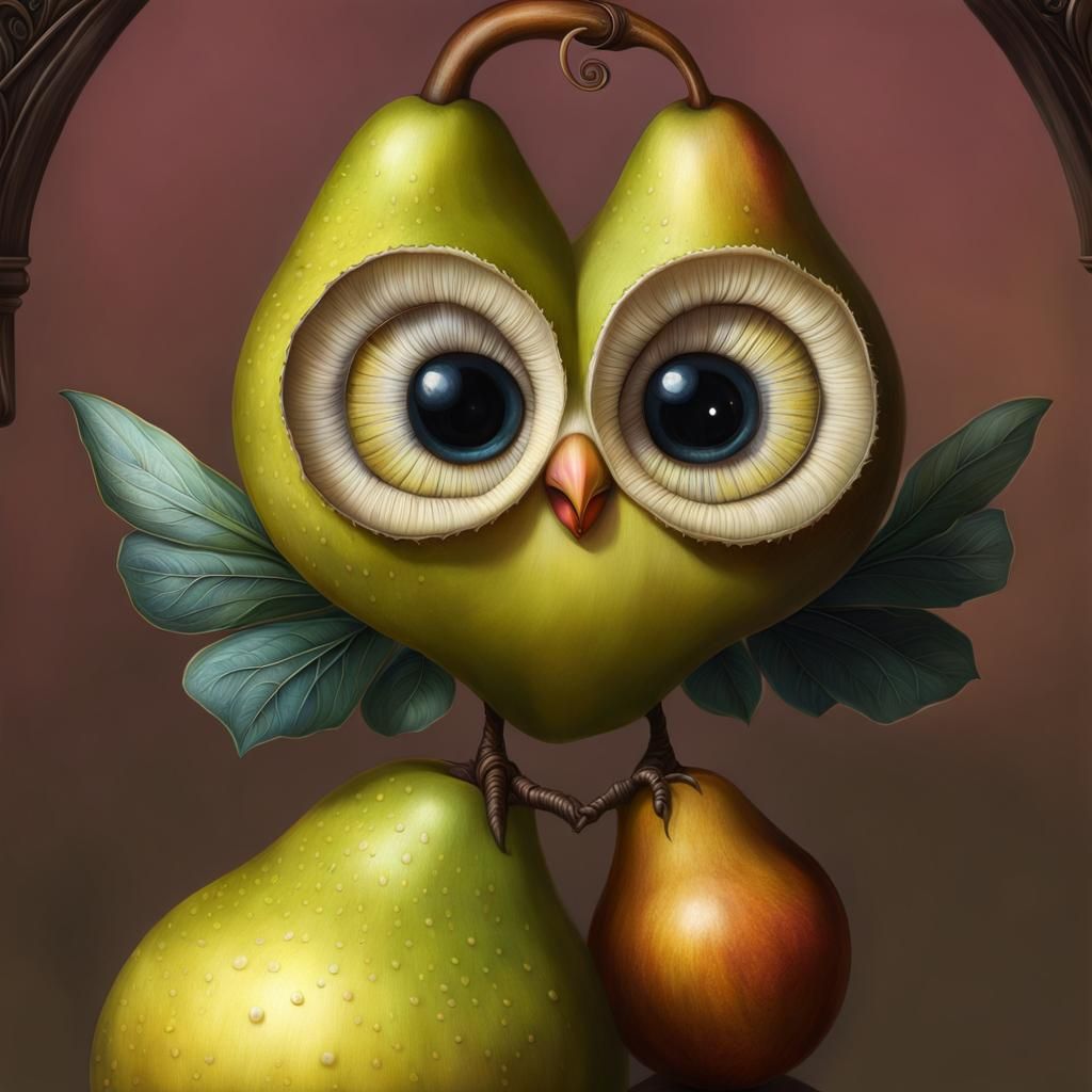 Cute Pear Creature with Big Eyes