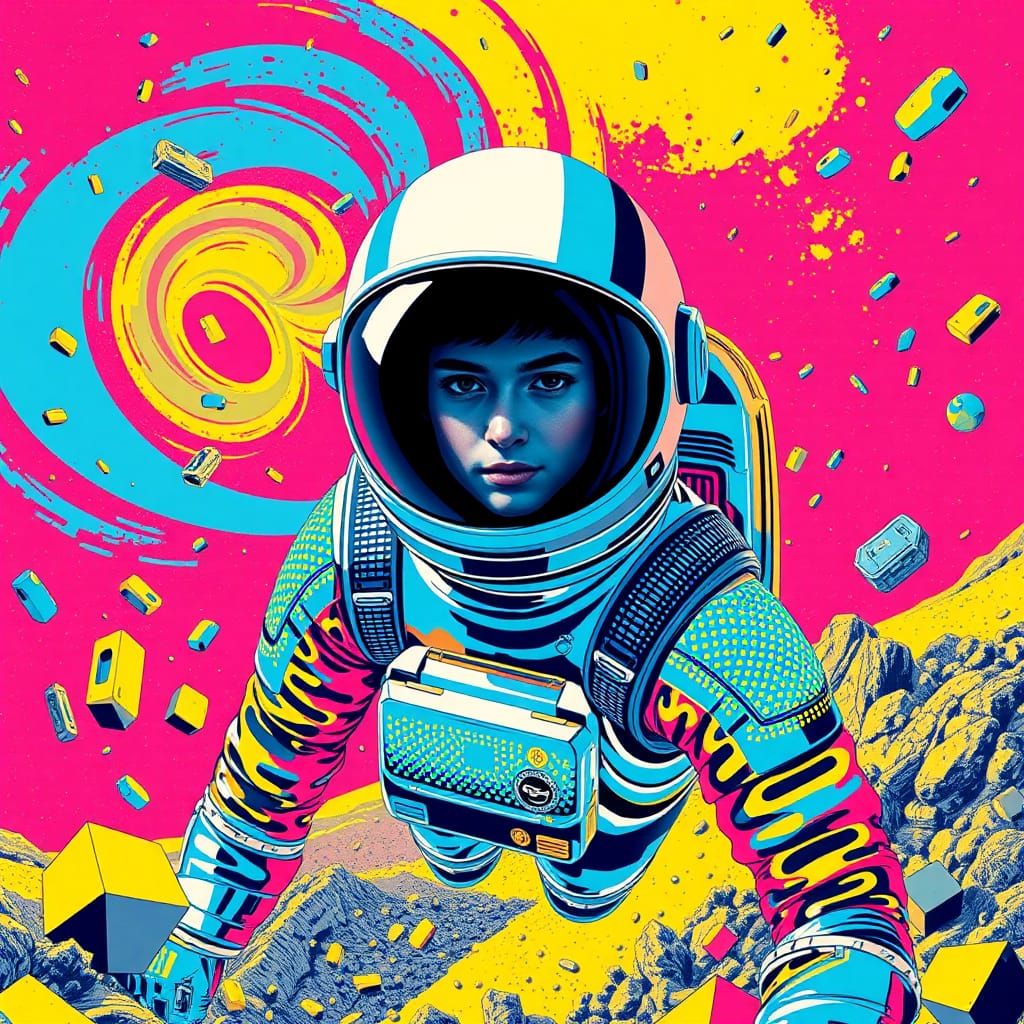 Astronaut Rabbit in Space, Pop Art Screen Print