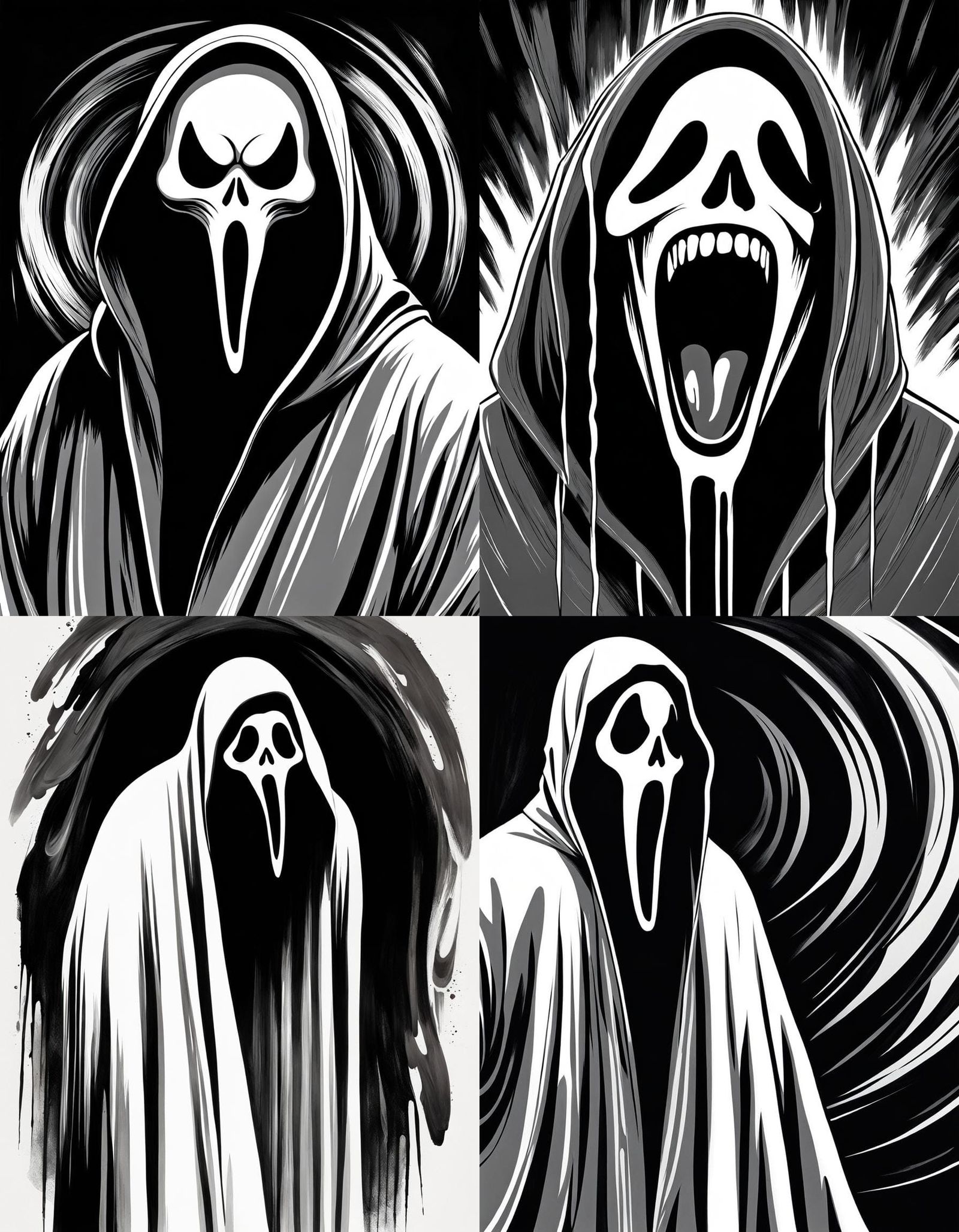 Ghostface Speedpaint in Black, White, and Grey