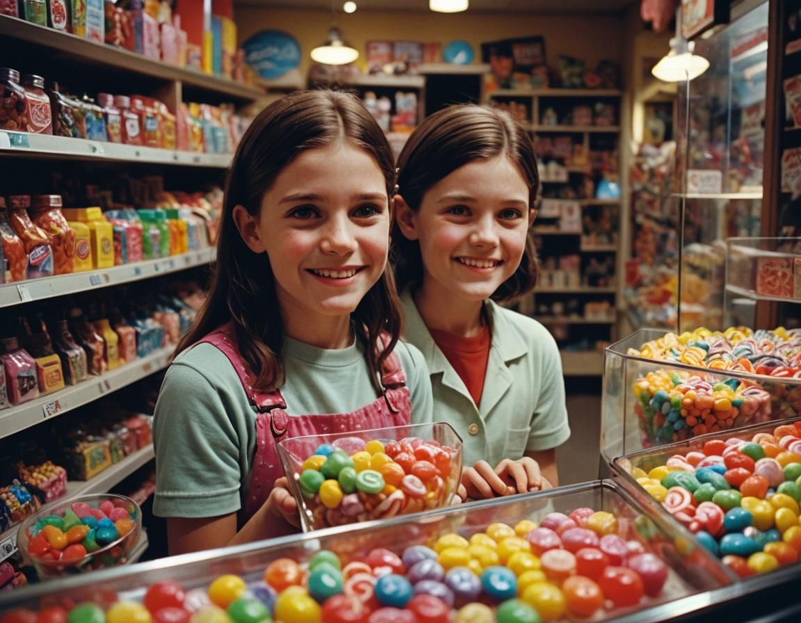 Young Girl's Glee at Candy Store Window