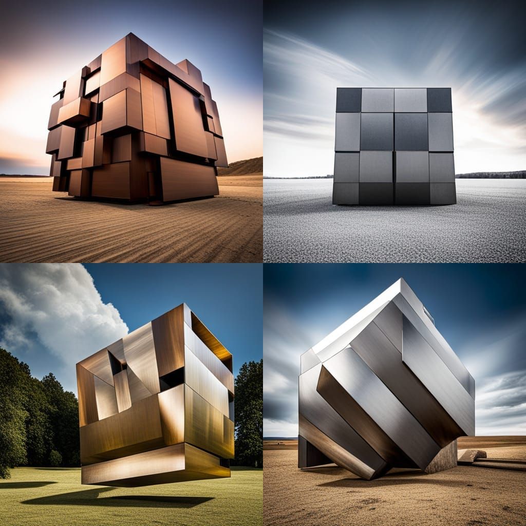 Giant Metal Cube in Open Field