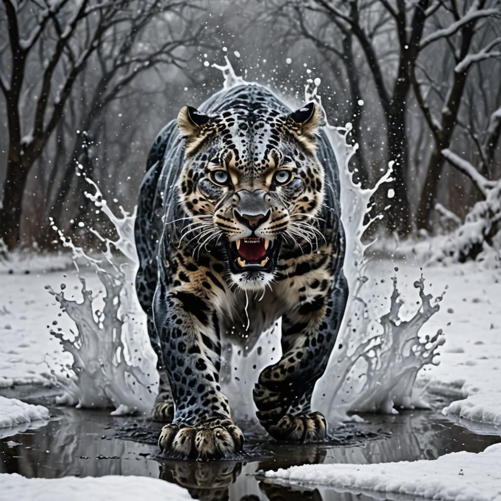 liquid black snowy leopard