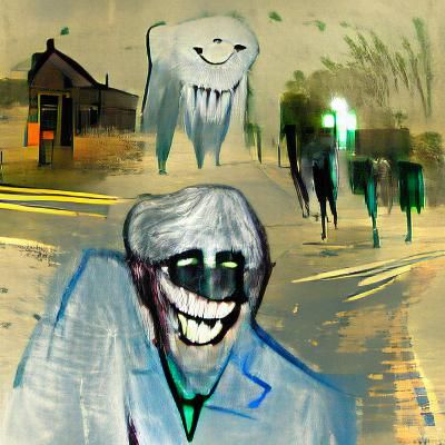 Creepy Ghoul Man Walking with Phantom Eyes