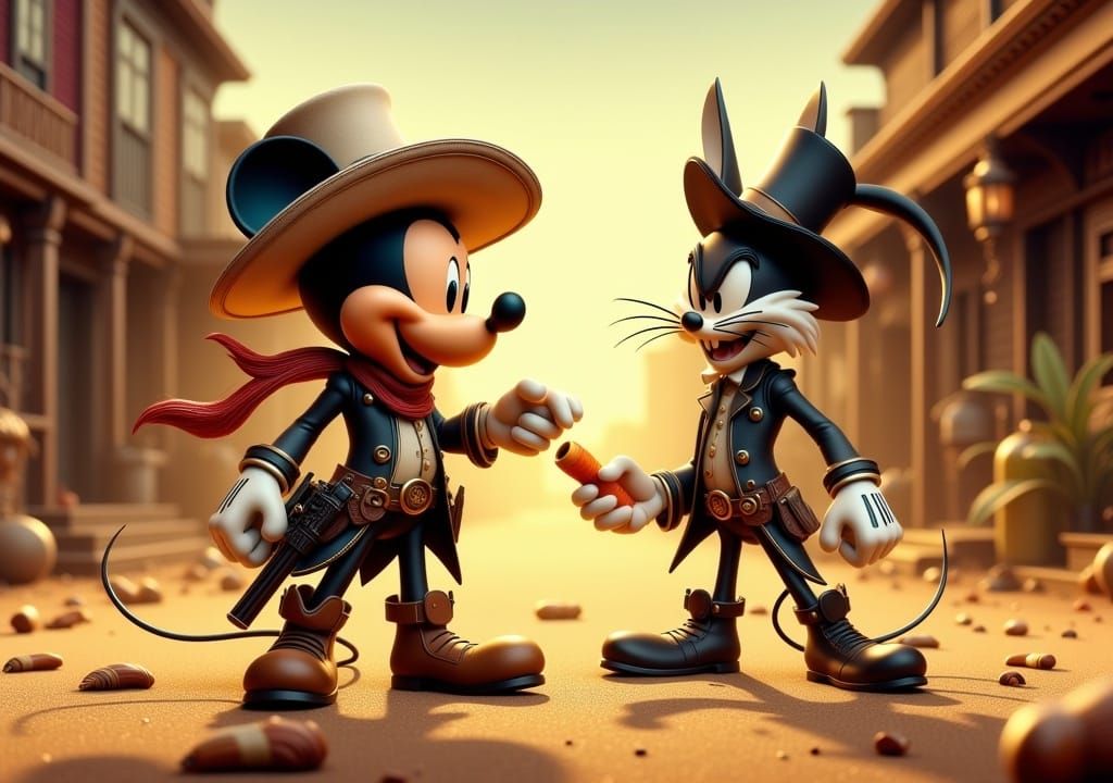 Mickey Mouse vs Bugs Bunny Cowboy Shootout